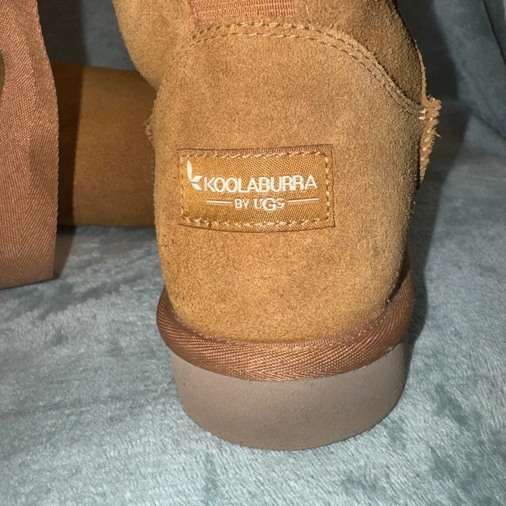 Koolaburra Women Victoria Tall Boots 10 Chestnut Suede Ribbon Tie